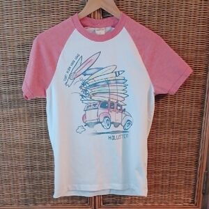 Hollister Surf Van Graphic Tee - Pink and White Dont Blow Your Load Shirt